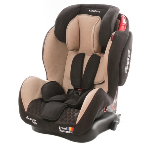Scaun auto Georgia cu Isofix si Top Tether Bej Kidscare, Culoare: Crem, Grupa: 9-36kg (9 luni - 12 ani)