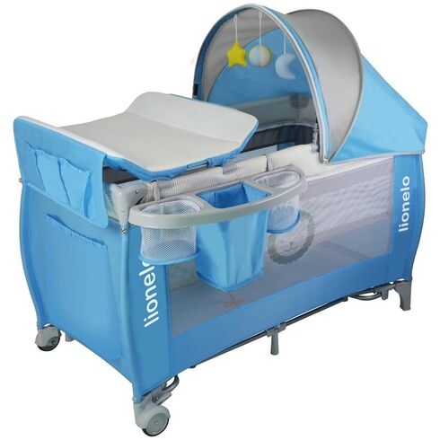 Patut pliant cu leganare Sven Plus Blue/Light Grey - Lionelo