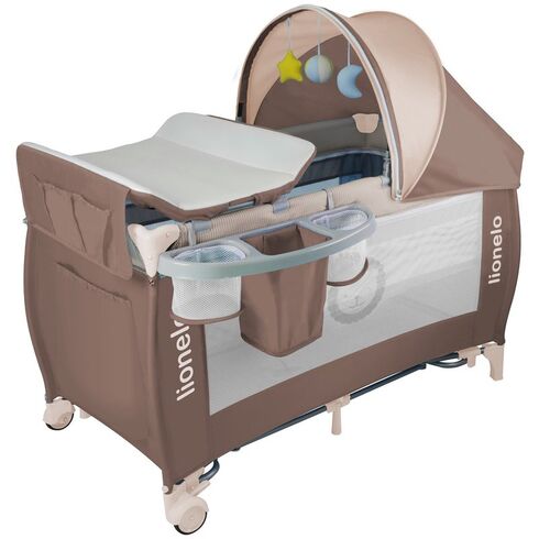 Patut pliant cu leganare Sven Plus Brown/Beige - Lionelo