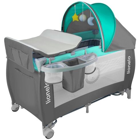 Patut pliant cu leganare Sven Plus Turquoise/Grey - Lionelo