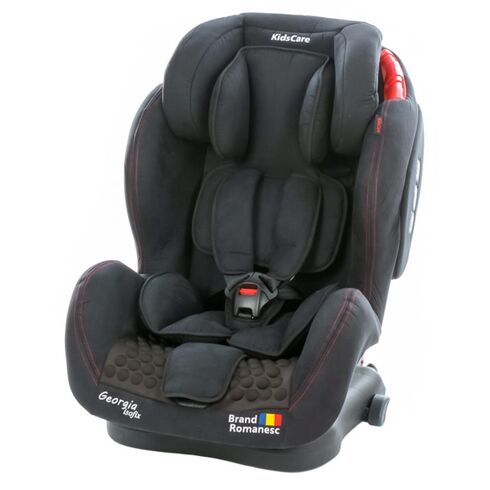 Scaun auto Georgia cu Isofix si Top Tether Negru Kidscare, Culoare: Negru, Grupa: 9-36kg (9 luni - 12 ani)