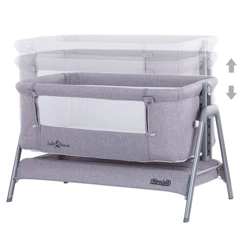 Patut Co-Sleeper Chipolino Sweet Dreams grey, Culoare: Gri,poza 4