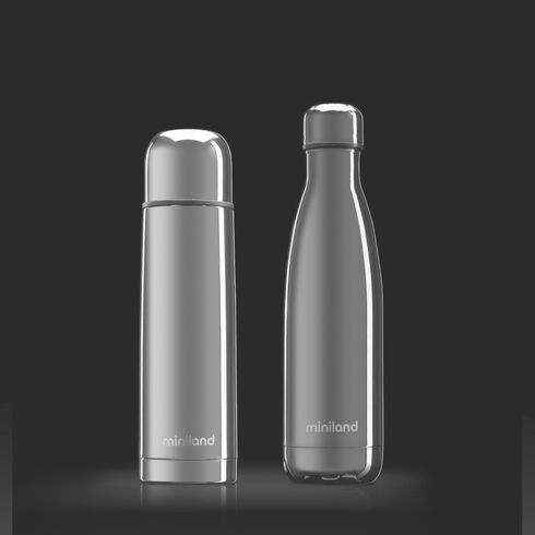 Termos lichide myBaby@me 500 ml Silver (set de 2 termosuri) Miniland Baby, Culoare: Gri, Cantitate: 500ml,poza 2