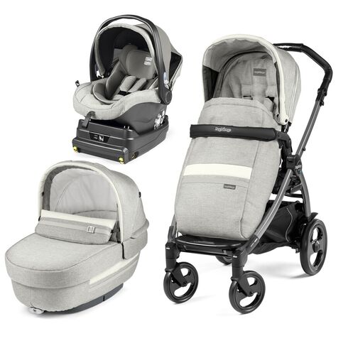 Carucior 3 in 1 Peg Perego Book Plus 51 Titania, baza i-Size inclusa, Luxe Pure, Culoare: Gri deschis
