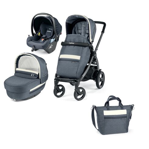 Carucior 3 in 1 Peg Perego Book 51 S Titania Lounge, Luxe Mirage, 0 - 22 kg, Culoare: Albastru  - ExclusivMAG.ro