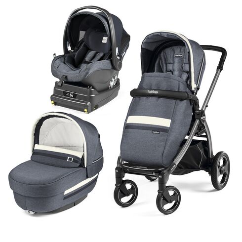 Carucior 3 In 1 Peg Perego Book Plus S Titania, baza i-Size inclusa, Luxe Mirage, Culoare: Blue  - ExclusivMAG.ro