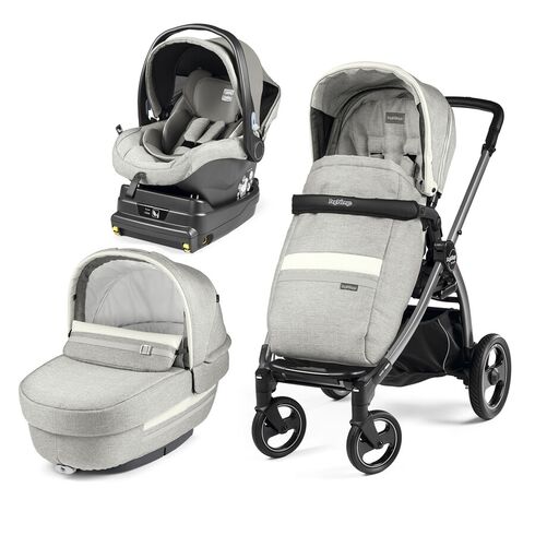 Carucior 3 In 1 Peg Perego Book Plus S Titania, baza i-Size inclusa, Luxe Pure, Culoare: Gri deschis  - ExclusivMAG.ro