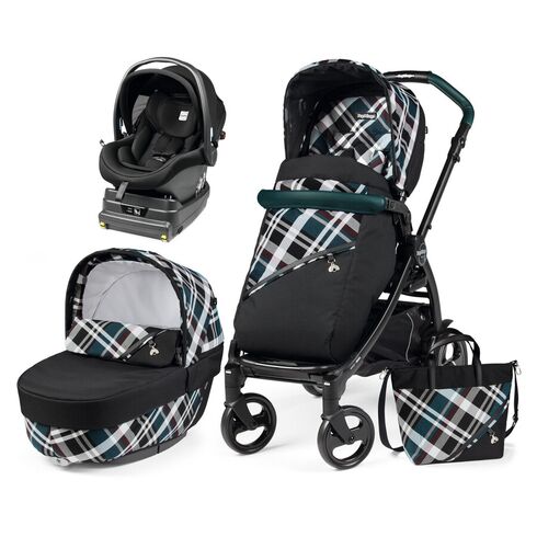 Carucior 3 in 1 Book 51 Modular i-Size (baza i-size inclusa) Peg Perego Tartan  - ExclusivMAG.ro