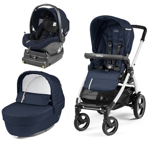 Carucior 3 In 1 Peg Perego Book Plus 51 S Titania White,baza i-Size inclusa, Class Navy, Culoare: Albastru