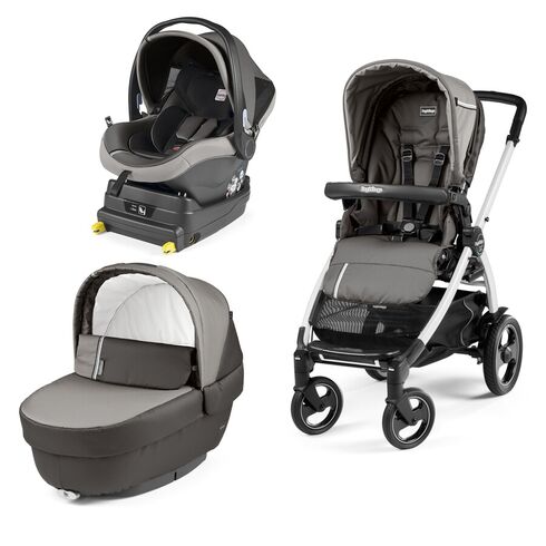 Carucior 3 In 1 Peg Perego Book Plus 51 S Titania White, baza i-Size inclusa, Class Grey, Culoare: Gri  - ExclusivMAG.ro