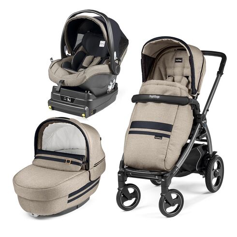 Carucior 3 In 1 Peg Perego Book Plus 51 S Titania, baza i-Size inclusa, Luxe Ecru, Culoare: Crem  - ExclusivMAG.ro