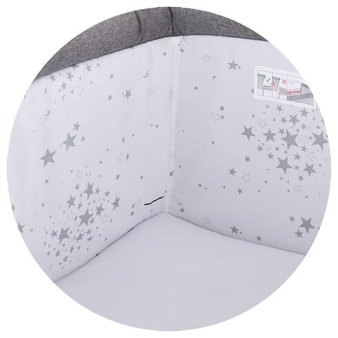 Patut Co-Sleeper Chipolino Close To Me graphite printed stars inside, Culoare: Gri - poza 4 - ExclusivMAG.ro