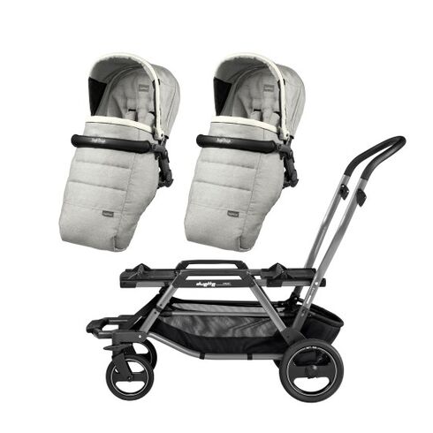 Carucior Duette Piroet Elite Peg Perego Luxe Pure, Culoare: Gri deschis