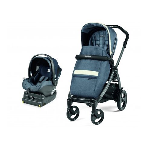 Carucior 2 in 1 Peg Perego Book 51 Titania i-Size (baza i-size inclusa), Luxe Mirage, 0 - 22 kg, Culoare: Albastru  - ExclusivMAG.ro