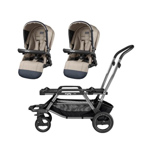 Carucior Duette Piroet Elite Peg Perego Luxe Ecru, Culoare: Crem