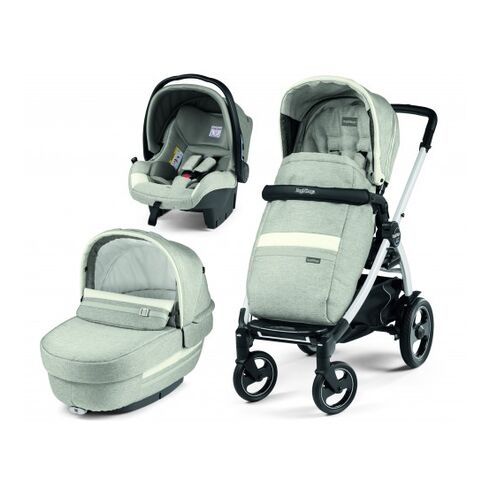 Carucior 3 In 1 Peg Perego Book Plus 51 S, Titania White, Luxe Pure, Culoare: Gri deschis  - ExclusivMAG.ro