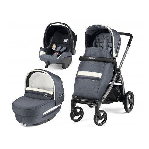 Carucior 3 In 1 Peg Perego Book Plus S, Titania, Luxe Mirage, Culoare: Blue  - ExclusivMAG.ro