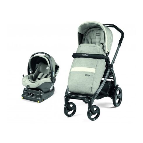 Carucior 2 in 1 Peg Perego Book 51 Titania (baza i-size inclusa), Luxe Pure, 0 - 22 kg, Culoare: Gri deschis  - ExclusivMAG.ro