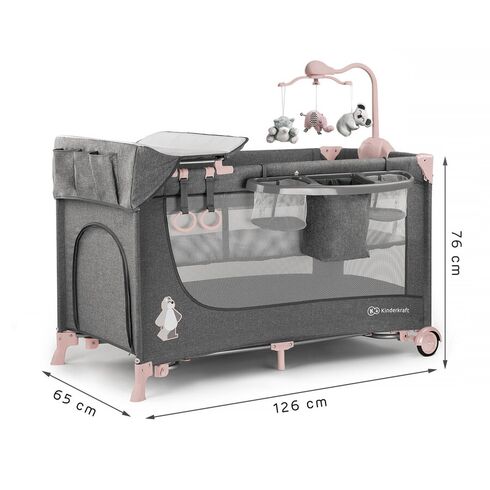 Patut pliant Kinderkraft Joy cu accesorii Pink, Culoare: Roz,poza 6