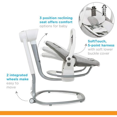 Leagan si balansoar rotativ Joie Serina 2 in 1 Petite City, Culoare: Gri deschis,poza 9