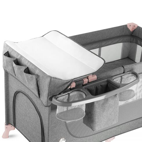 Patut pliant Kinderkraft Joy cu accesorii Pink, Culoare: Roz,poza 8