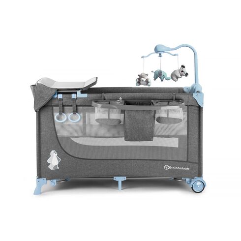 Patut pliant Kinderkraft Joy cu accesorii Blue, Culoare: Blue,poza 3