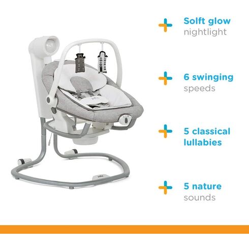 Leagan si balansoar rotativ Joie Serina 2 in 1 Petite City, Culoare: Gri deschis,poza 8