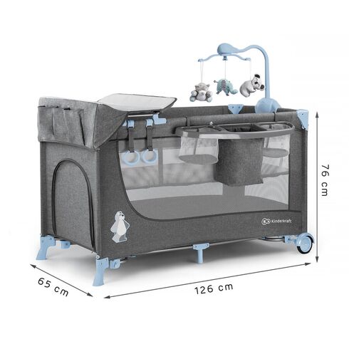 Patut pliant Kinderkraft Joy cu accesorii Blue, Culoare: Blue,poza 7