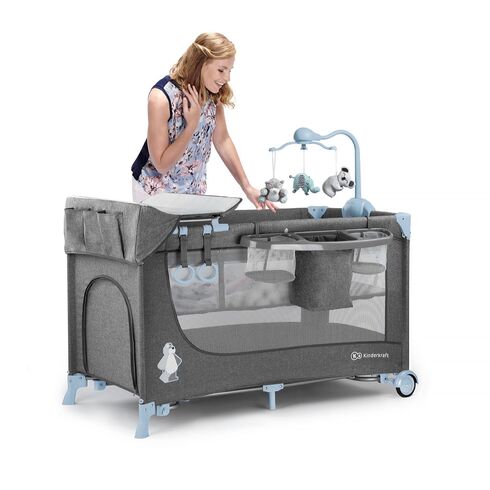 Patut pliant Kinderkraft Joy cu accesorii Blue, Culoare: Blue,poza 9