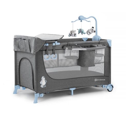 Patut pliant Kinderkraft Joy cu accesorii Blue, Culoare: Blue,poza 2