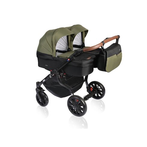 Carucior pentru gemeni 3 in 1 MyKids Twin Quick 16 Forest Green, Culoare: Verde