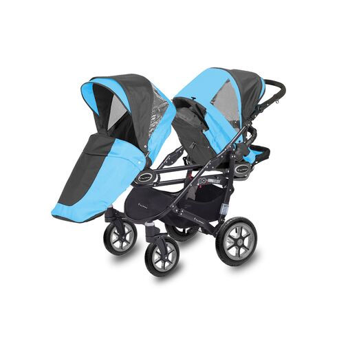 Carucior Pentru Gemeni MyKids Twinni Blue 3 In 1, Culoare: Albastru - poza 2 - ExclusivMAG.ro