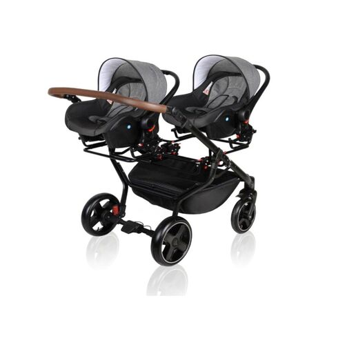 Carucior pentru gemeni 3 in 1 MyKids Twin Quick 15 Anthtacite, Culoare: Negru - poza 3 - ExclusivMAG.ro