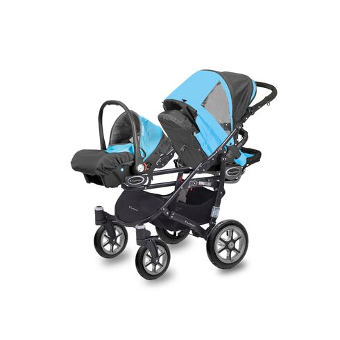 Carucior Pentru Gemeni MyKids Twinni Blue 3 In 1, Culoare: Albastru - poza 3 - ExclusivMAG.ro
