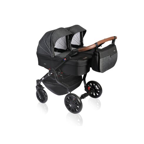 Carucior pentru gemeni 3 in 1 MyKids Twin Quick 15 Anthtacite, Culoare: Negru  - ExclusivMAG.ro