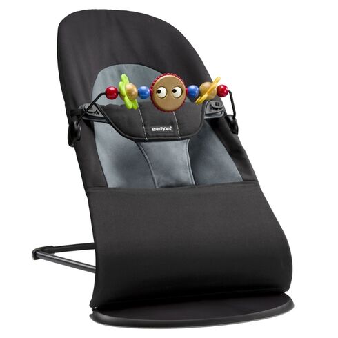 Balansoar BabyBjorn Balance Soft Black/Grey cu bara de jucarii, Culoare: Gri/Negru