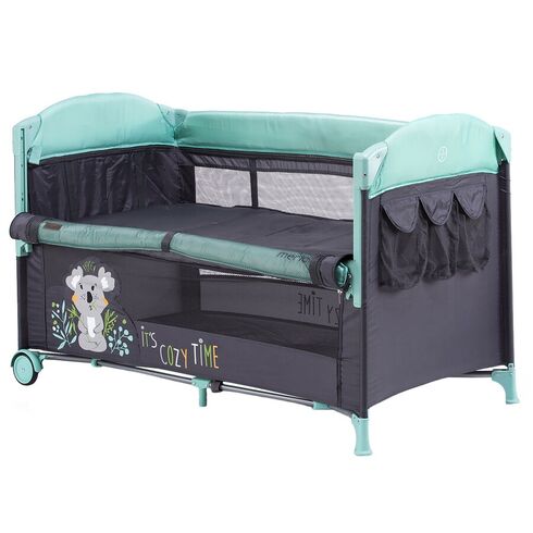 Patut pliabil Chipolino Merida Mint cu laterala culisanta, Culoare: Turquoise,poza 2