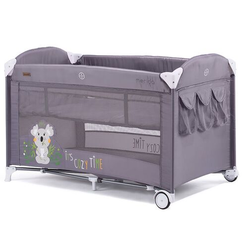 Patut pliabil Chipolino Merida Mist cu laterala culisanta, Culoare: Gri,poza 5