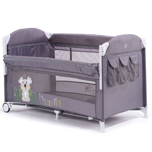 Patut pliabil Chipolino Merida Mist cu laterala culisanta, Culoare: Gri,poza 3