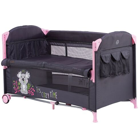 Patut pliabil Chipolino Merida Peony Pink cu laterala culisanta, Culoare: Roz,poza 2