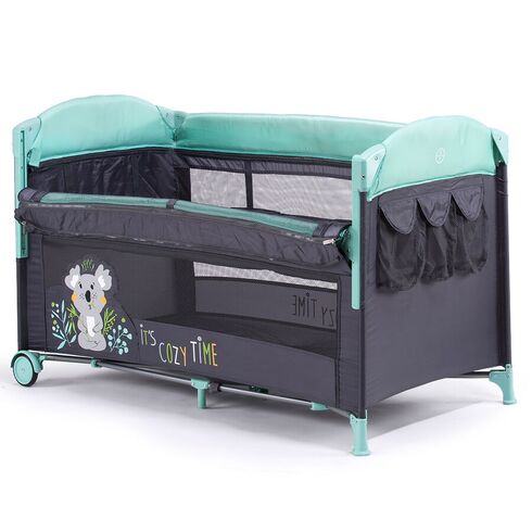 Patut pliabil Chipolino Merida Mint cu laterala culisanta, Culoare: Turquoise,poza 3