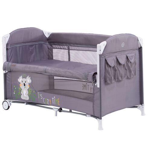 Patut pliabil Chipolino Merida Mist cu laterala culisanta, Culoare: Gri,poza 2