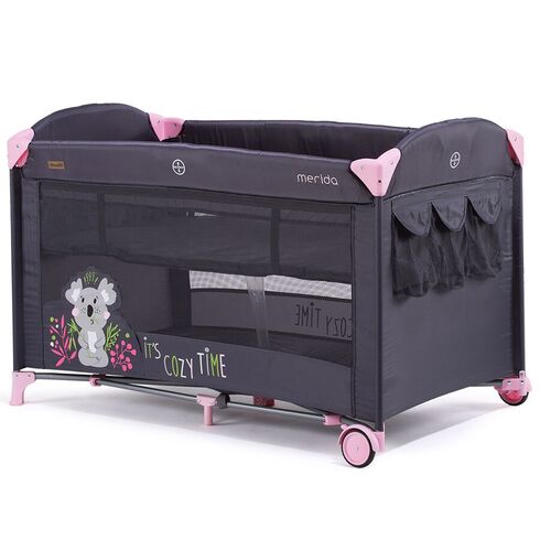 Patut pliabil Chipolino Merida Peony Pink cu laterala culisanta, Culoare: Roz,poza 5