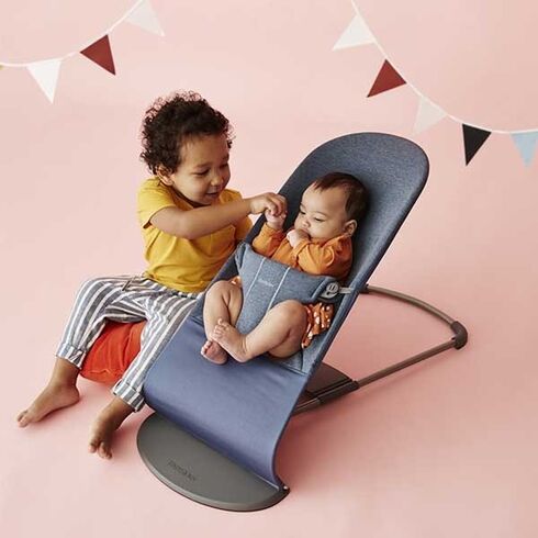 Balansoar BabyBjorn Bliss Dove Blue, 3D Jersey, Culoare: Blue,poza 3