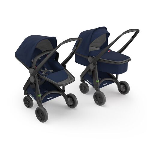 Carucior 2 in 1, Greentom, 100% Ecologic, Black Blue, Culoare: Albastru