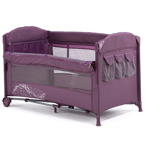 Patut pliabil Chipolino Merida dhalia linen cu laterala culisanta, Culoare: Mov,poza 3  - ExclusivMAG.ro Patut pliabil Chipolino Merida dhalia linen cu laterala culisanta, Culoare: Mov,poza 3