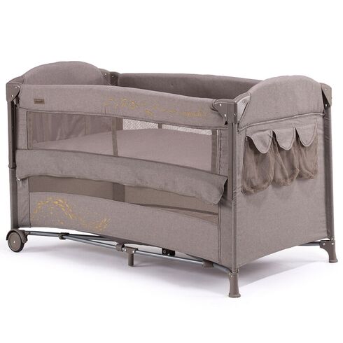 Patut pliabil Chipolino Merida latte linen cu laterala culisanta, Culoare: Maro,poza 4  - ExclusivMAG.ro Patut pliabil Chipolino Merida latte linen cu laterala culisanta, Culoare: Maro,poza 4