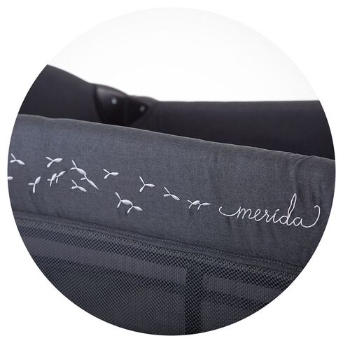Patut pliabil Chipolino Merida asphalt linen cu laterala culisanta, Culoare: Gri/Negru,poza 6