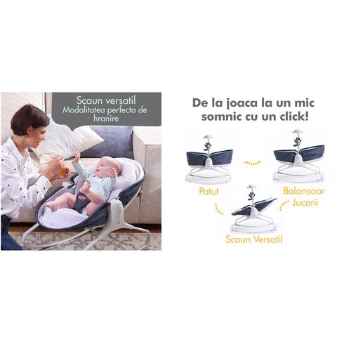 Sezlong 3 in 1 Tiny Love Rocker Napper, 0 luni +, Albastru cu Alb,poza 2