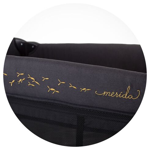 Patut pliabil Chipolino Merida carbon linen cu laterala culisanta, Culoare: Negru,poza 6